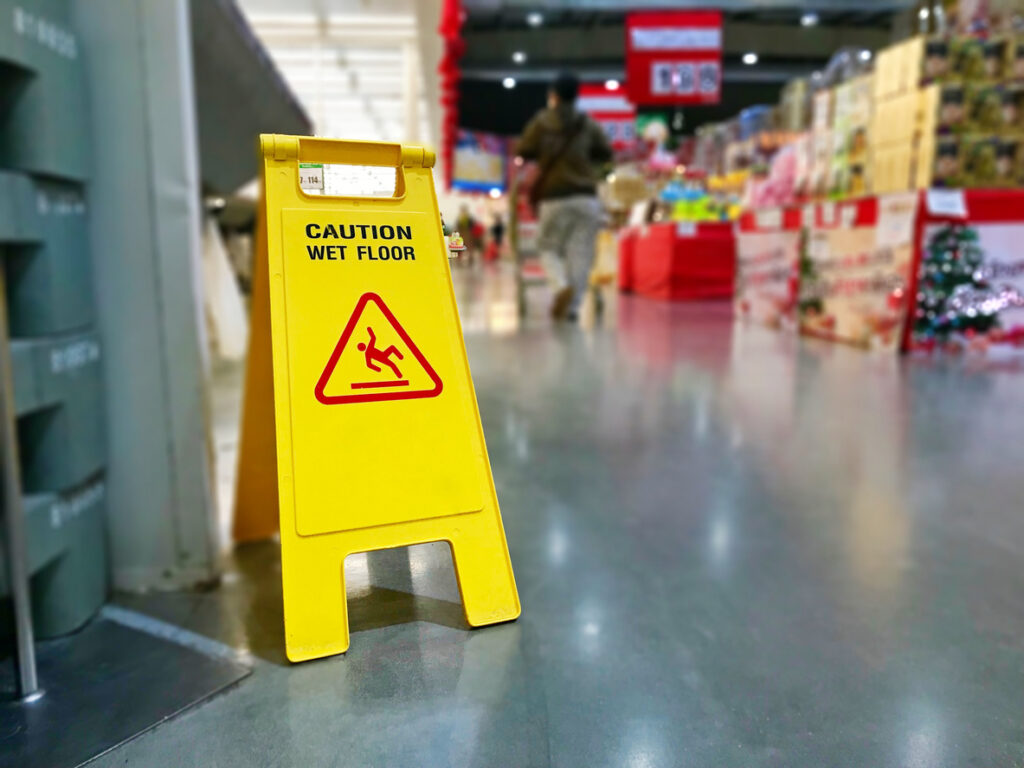 Grocery stores wet floor